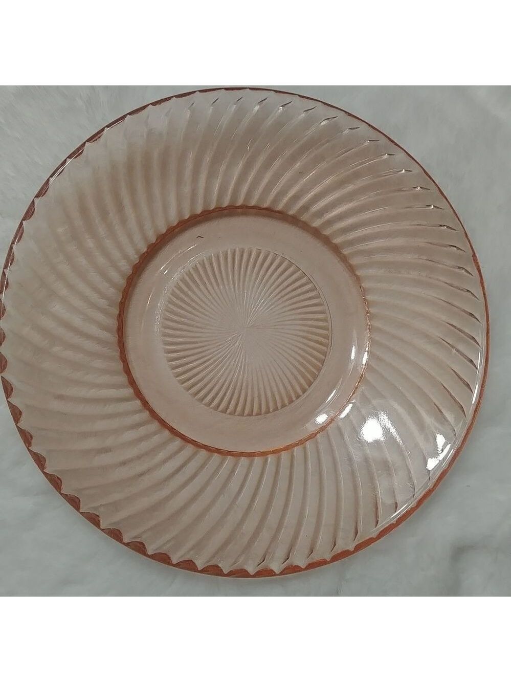 1930's Pink Federal Glass Diana Spiral Depression Glass Bread Plate 6"